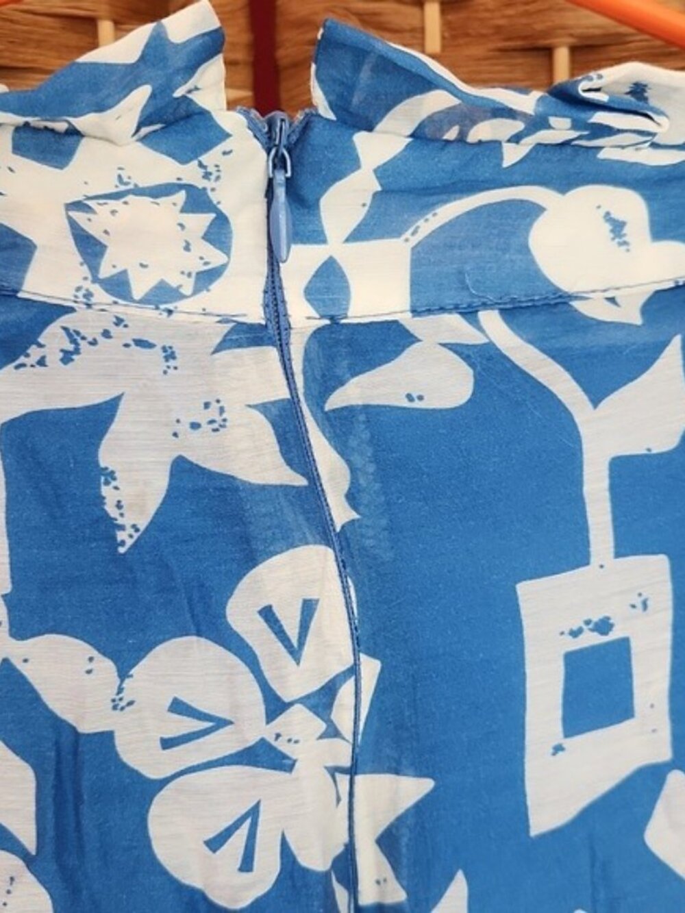 LULUS Sweet Retreat Summer Vacation, Beach, Blue Print Slit Wide-Leg Pants Sz M - Picture 7 of 10
